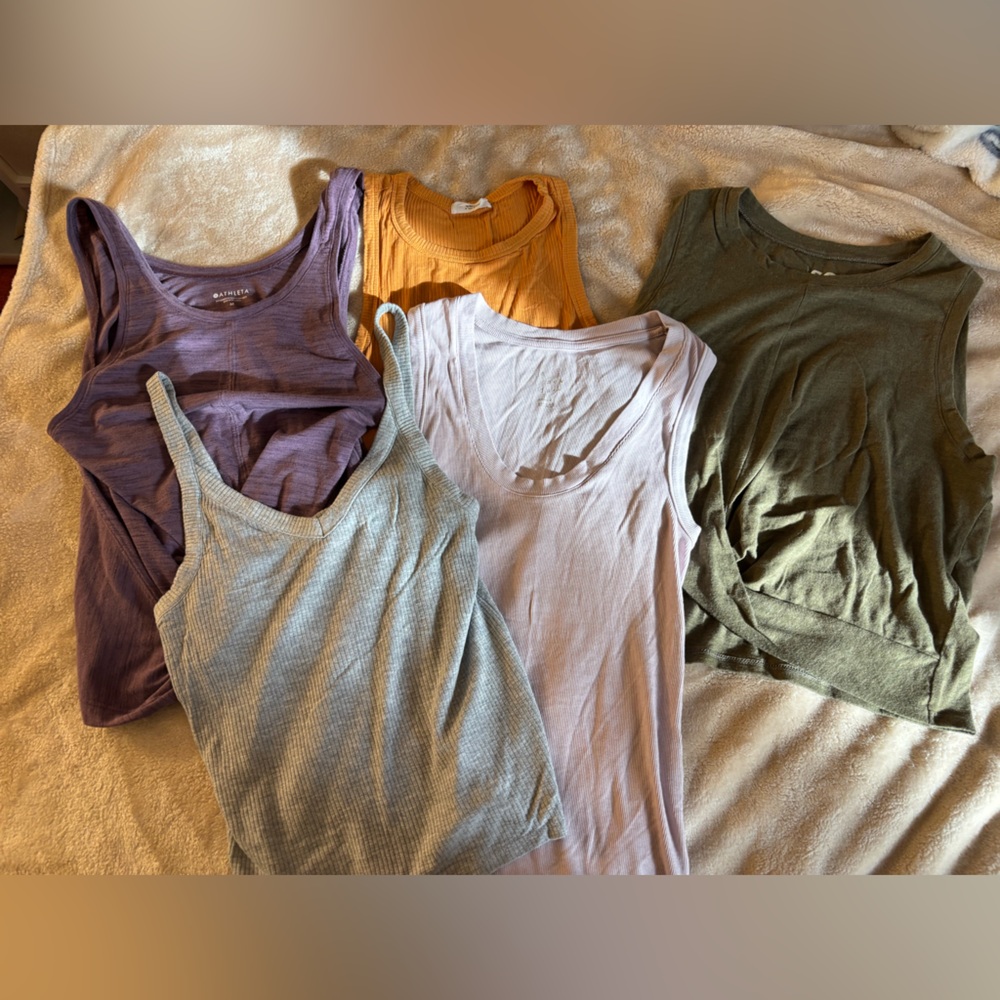 5 Tank Tops, AE, Athleta, Active USA, A New Day, So. Size M & 1 is L